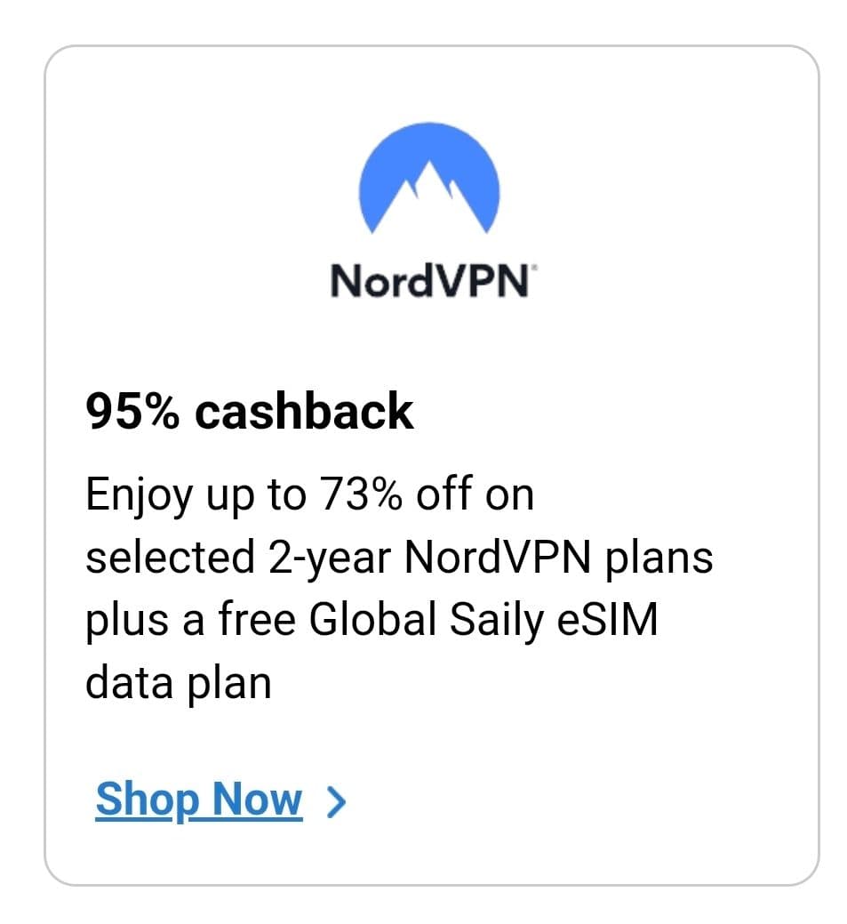 Nord vpn 82 ευρώ/2 έτη και 95% cashback μέσω quidco 