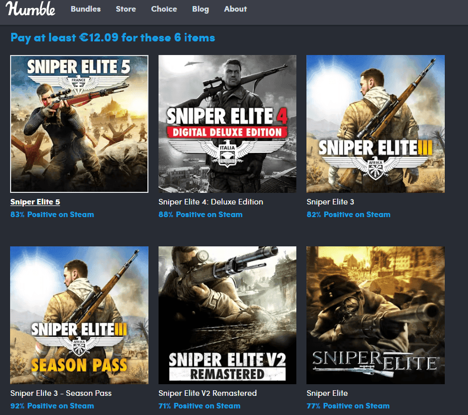 Game Bundle Sniper Elite με 12,09€