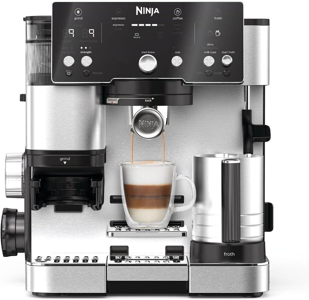 Ninja Luxe Essential ES501EU 2-in-1 Coffee Maker with Grinder and Frother for Latte