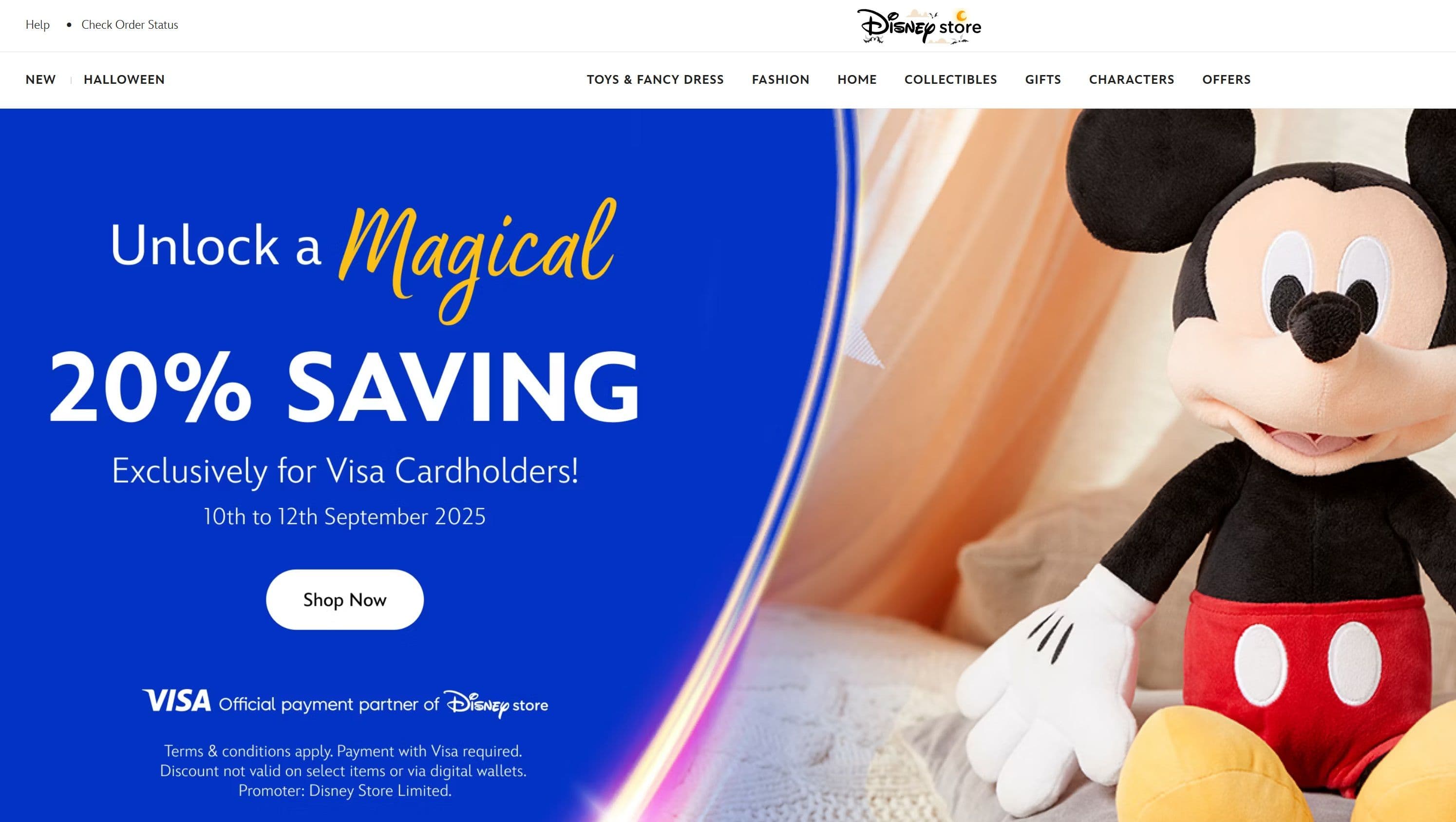 -20% Στο Disney Store EU για πληρωμή με κάρτα VISA