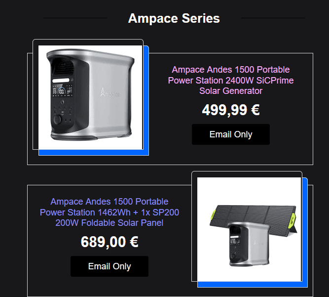 Ampace Andes 1500 Portable Power Station, 1462Wh LiFePO4, 2400W
