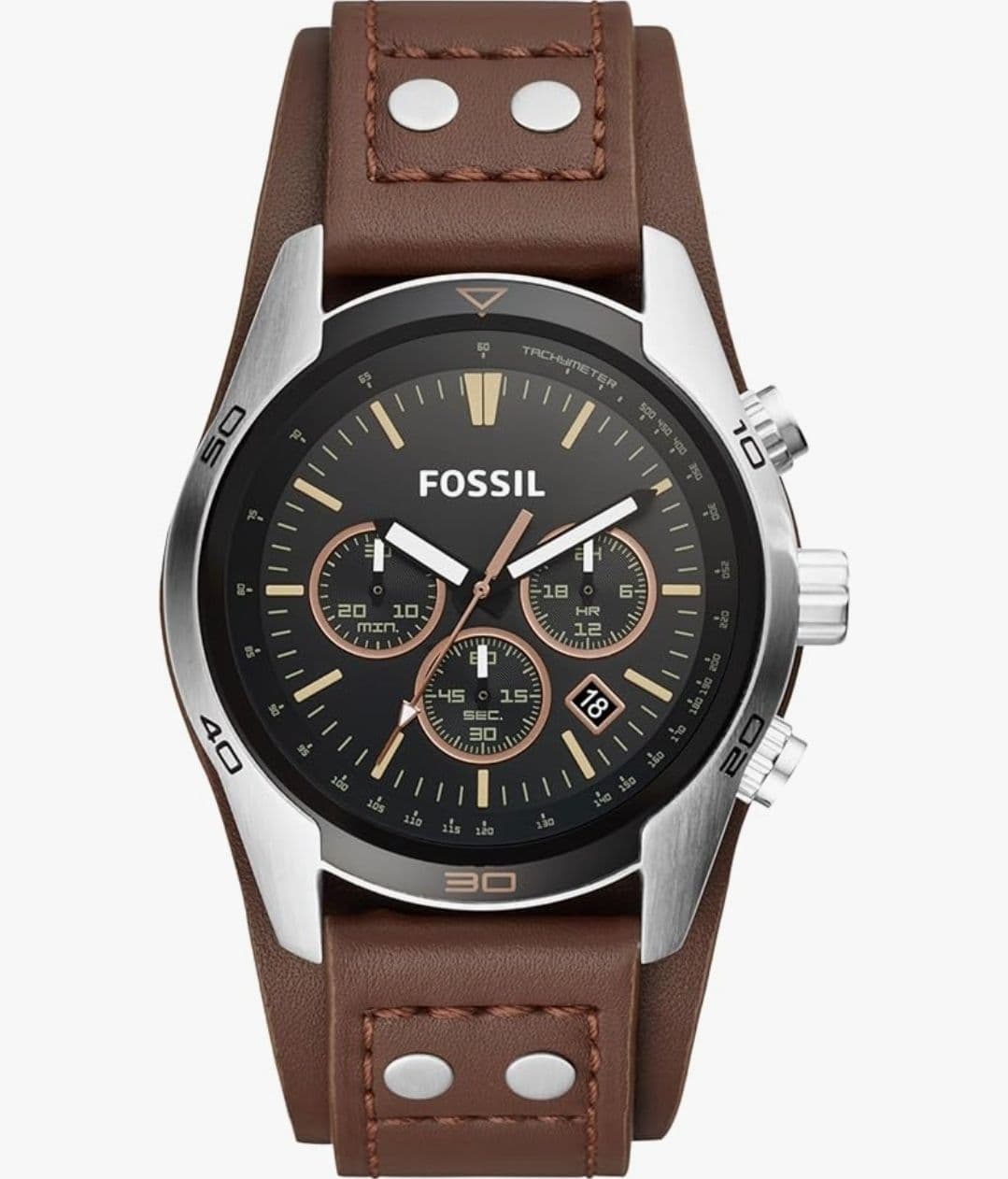 Fossil Ανδρικό Ρολόι 44mm Χρονογράφος Μπαταρίας με Καφέ Δερμάτινο Λουράκι 67.73€ 