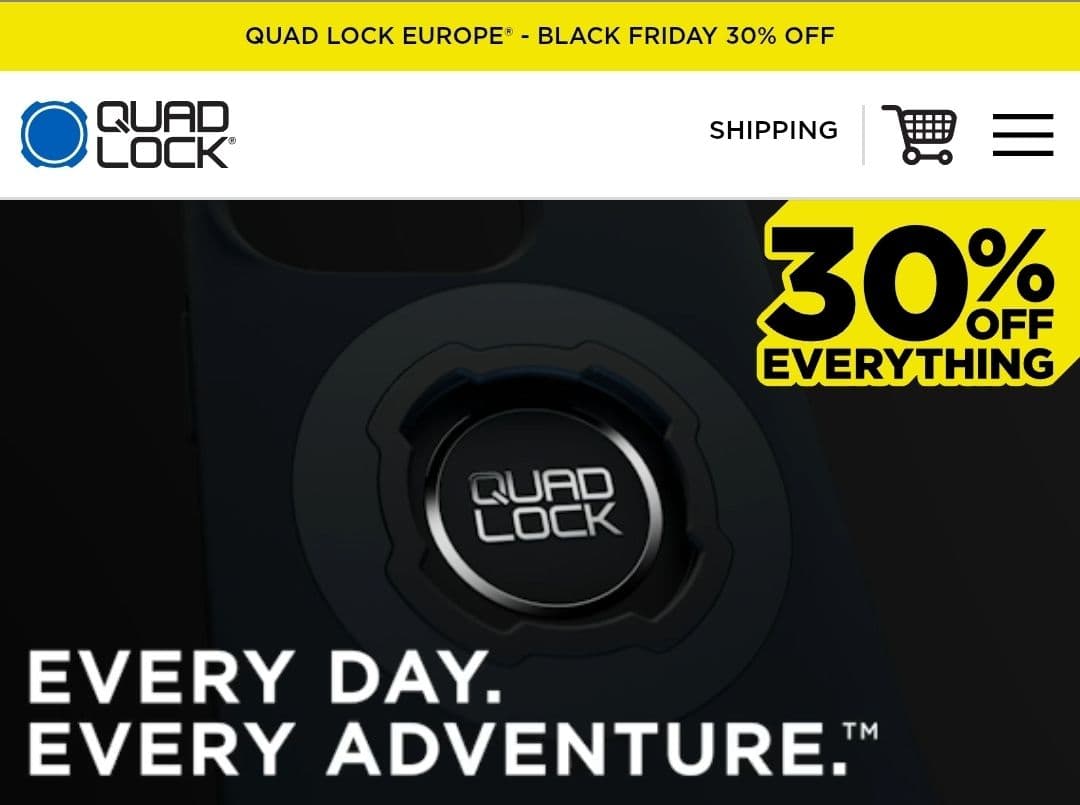 Quad Lock Black Friday - 30% σε όλα  (θήκες, αντάπτορες & αξεσουάρ κινητών)