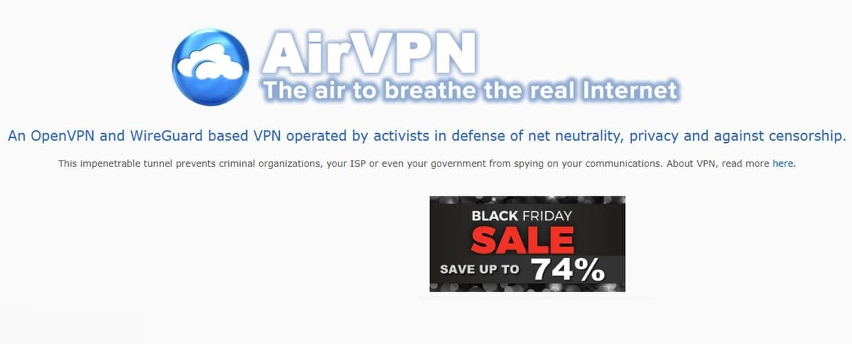 Προσφορά στο AirVPN έως 1,79€/μήνας