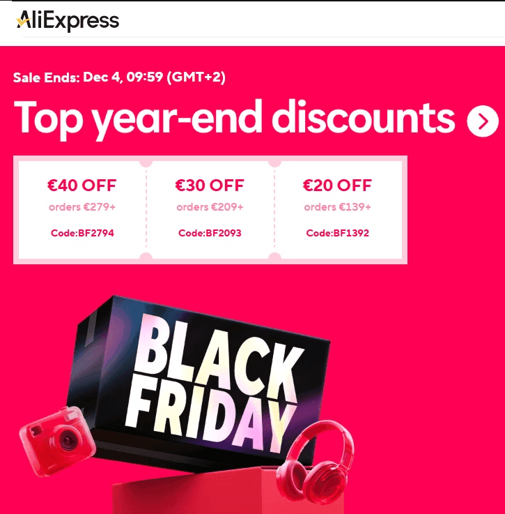 Προσφορές & Κωδικοί για τη Black Friday στο Aliexpress