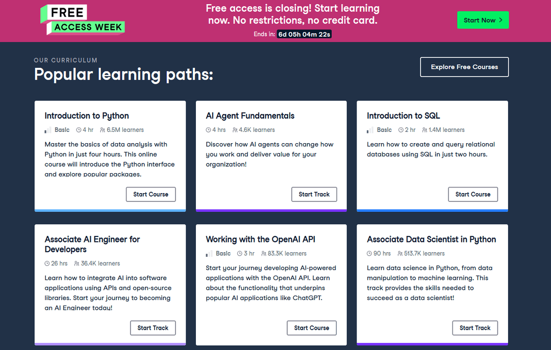 600 Δωρεάν Courses από το Datacamp (π.χ. Python, AI, SQL, Power BI)