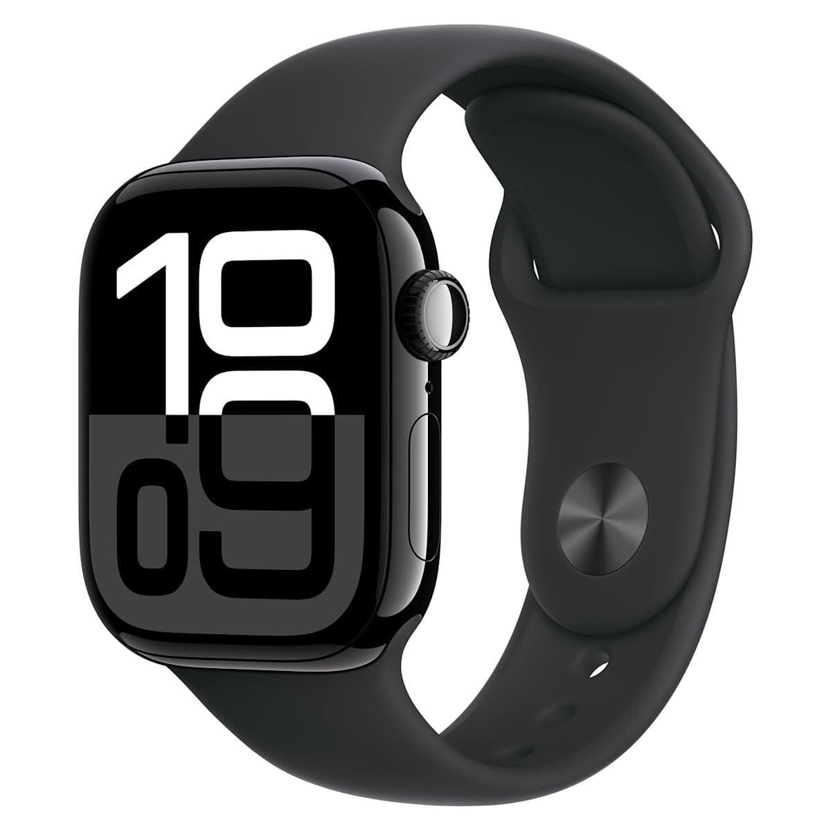 Apple Watch Series 10 Cell 42mm Jet Black Aluminum Black Sport Band S/M