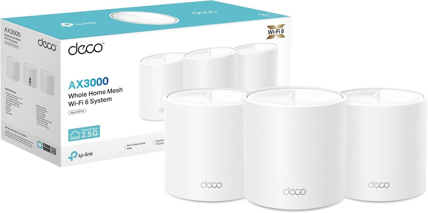 TP-LINK Deco X50 Pro Wifi AX σύστημα Mesh 3 τεμαχίων - 3000 Mb/s throughput, 2x 2.5 Gbps Ethernet Ports/ unit