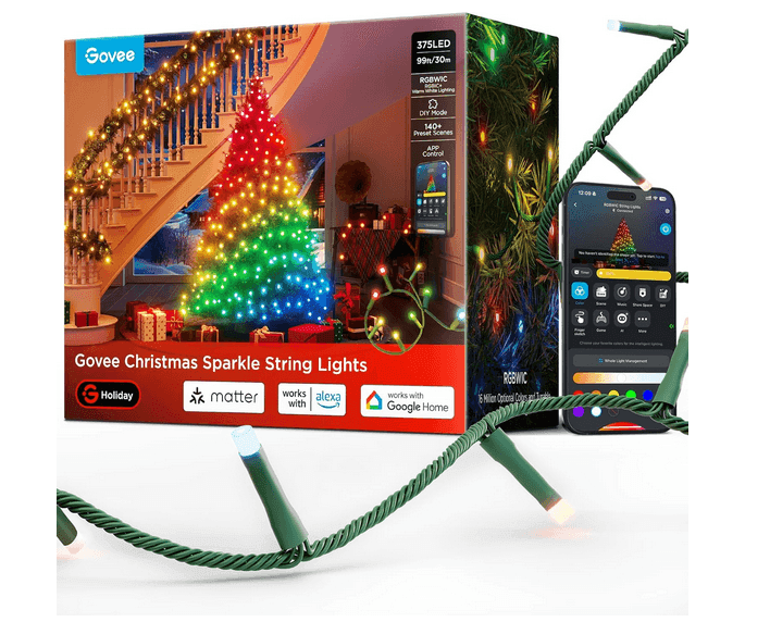 Govee Χριστουγεννιάτικα φώτα, Christmas Fairy Lights εσωτερικού χώρου, 30 m RGBWIC Lights με 375 LEDs
