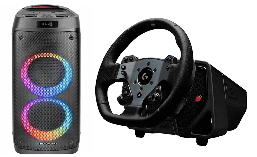 Blaupunkt Hi-Fi PB05DB 500W 139€ // Logitech G PRO Racing Wheel PlayStation 999€
