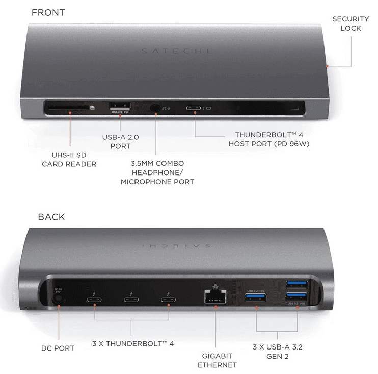 SATECHI 11-in-1 Thunderbolt 4 Docking Station with Host Connector 109.42€