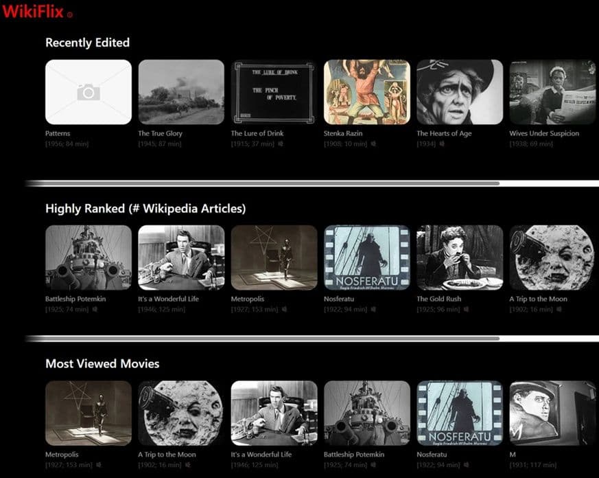 Wikiflix - Δωρεάν πλατφόρμα streaming με παλαιότερες ταινίες
