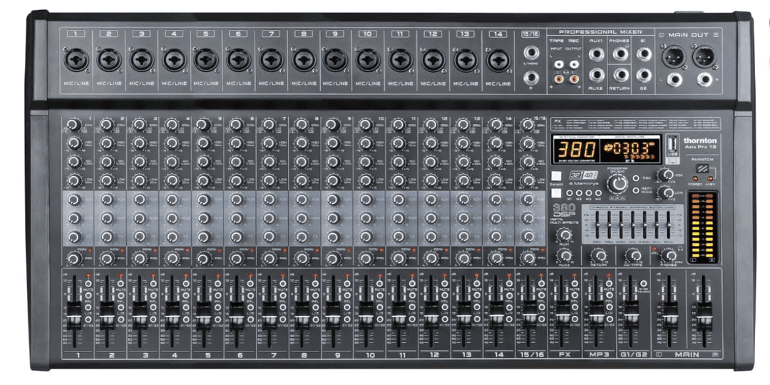 Thornton AXIS Pro 16 Επαγγελματικός 16-κάναλος Μίκτης USB, Bluetooth, 380 Digital Effects, 3-Band EQ, 2 Groups 