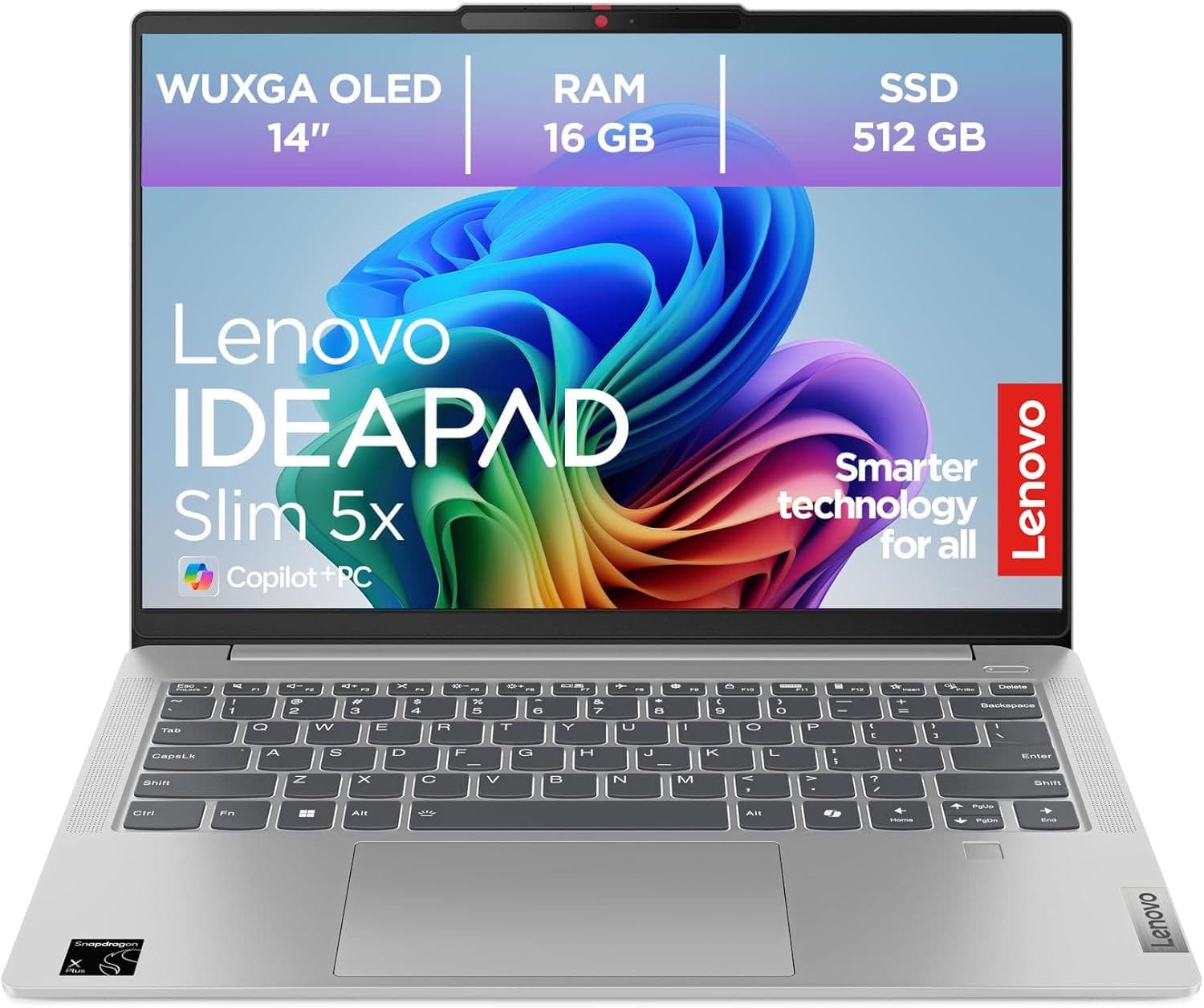 Lenovo IdeaPad Slim 5 14Q8X9 (14" WUXGA OLED / Snapdragon X Plus / 16GB / 512GB / W11 / QWERTZ) Laptop