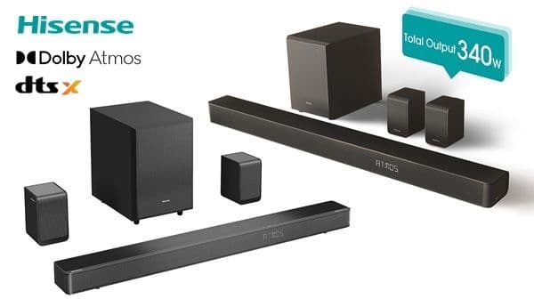 Hisense SoundBar 5.1, Dolby Atmos, 500W 289€ & 340W 272€