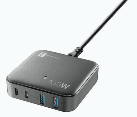 Cellular Line Φορτιστής Χωρίς Καλώδιο με 2 Θύρες USB-A & 2 Θύρες USB-C 100W Power Delivery Black 49.90€