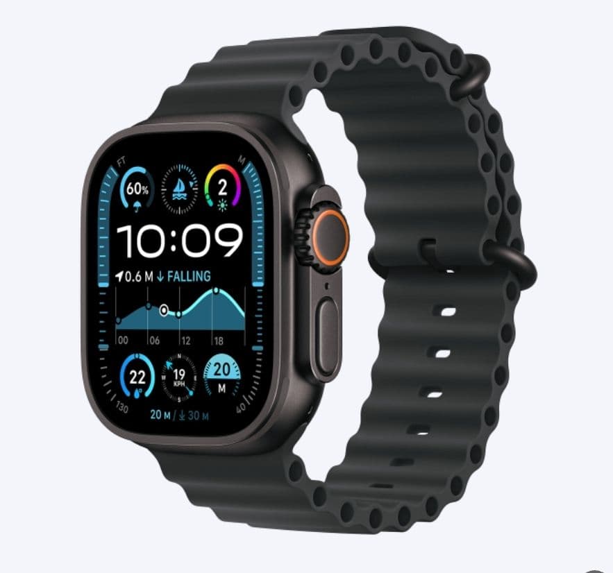 APPLE Watch Ultra 2 49mm Black Titanium με Ocean Band Black Smartwatch