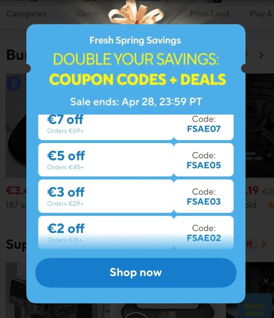 AliExpress Fresh Spring coupons 