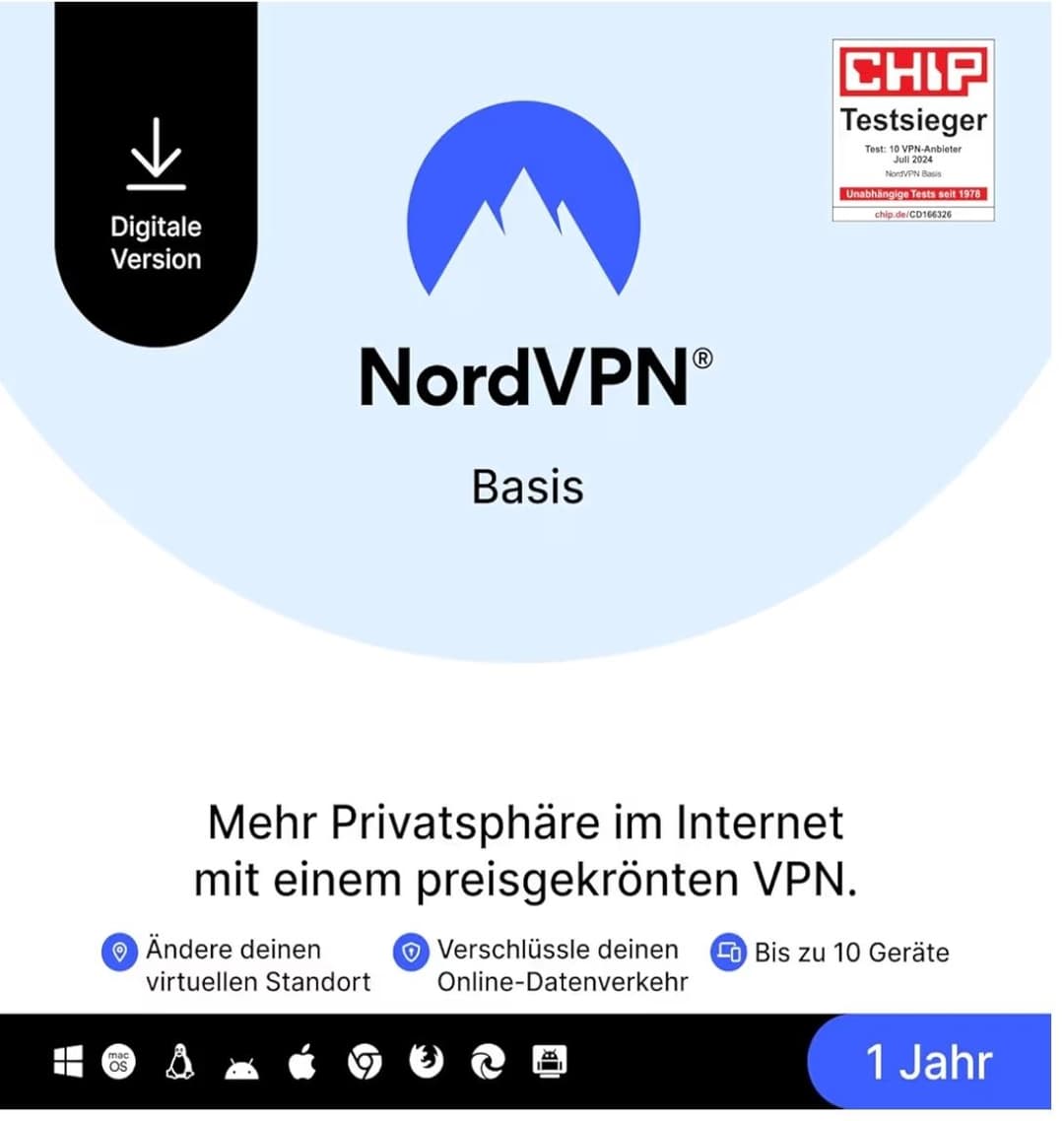 NordVPN Basic για 1 χρόνο, 10 συσκευές