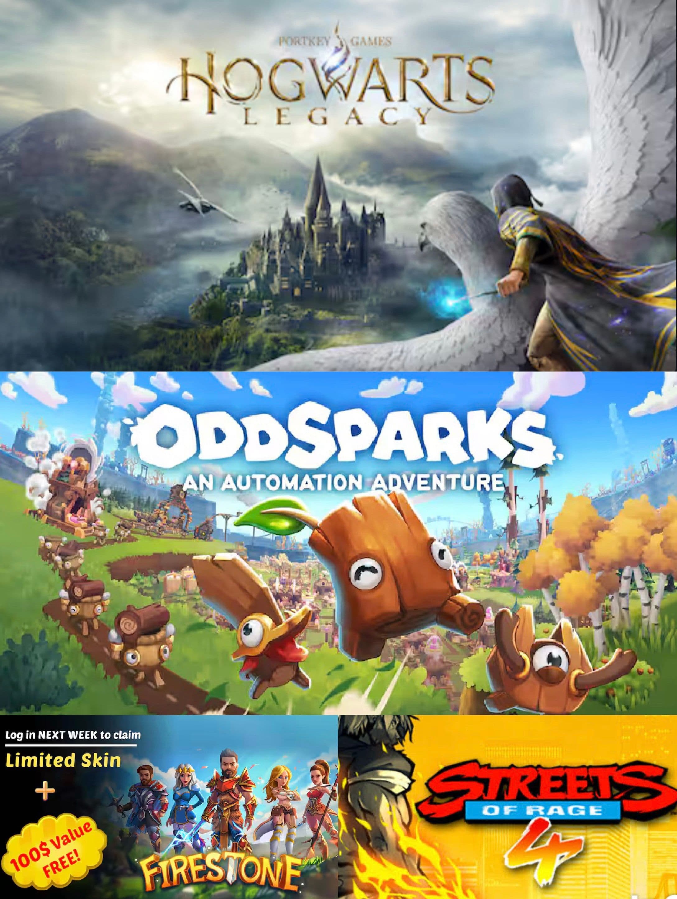 Δωρεάν το "Hogwarts Legacy" (PC), το “Oddsparks: An Automation Adventure” (PC), το “Firestone – Idle Clicker Online RPG” (PC) & το “Streets of Rage 4” (Android & iOS), στο Epic Games Store