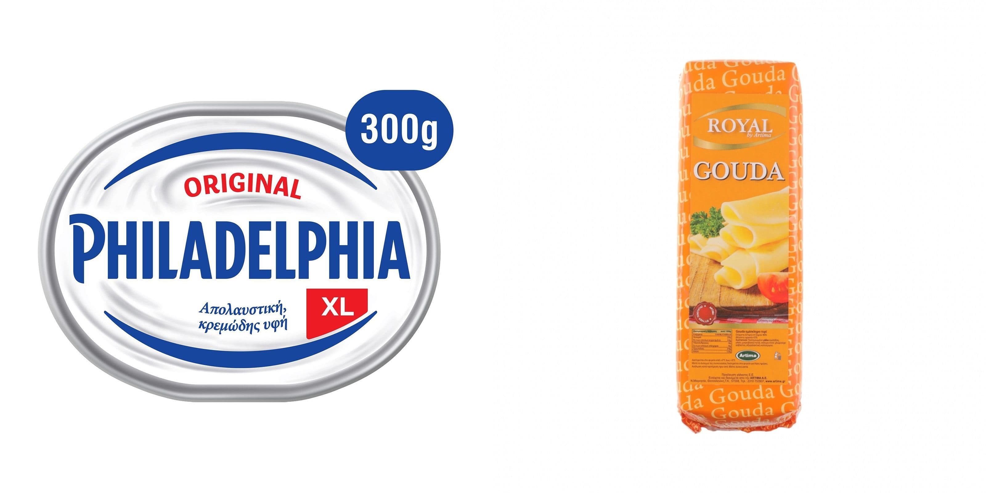 Philadelphia Τυρί Κρέμα 300gr 1.99€ & Royal Gouda Κασέρι 3.99€/kg στον Μασουτη