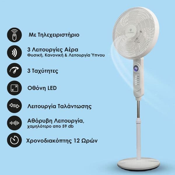 Ανεμιστηρας με τηλεκοντρολ HomeVero HV-SF45RC 40cm 45W 27,40€