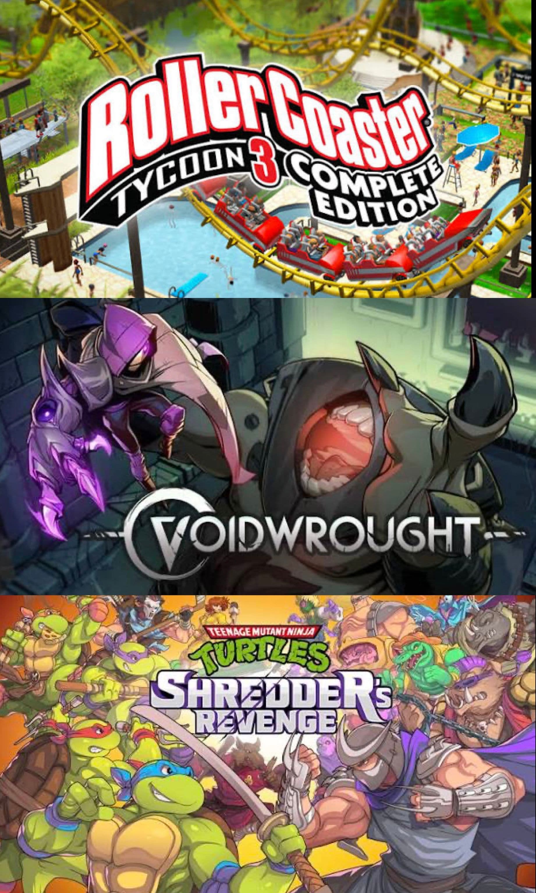 Δωρεάν τo “RollerCoaster Tycoon 3 Complete Edition” (PC), το “Voidwrought” (PC) & το "Teenage Mutant Ninja Turtles: Shredder's Revenge" (Android & iOS), στο Epic Games Store