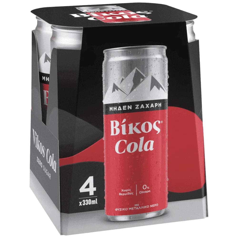 Βίκος Cola (Zero, με ζάχαρη, με στέβια) 4x330ml 1+1 δώρο