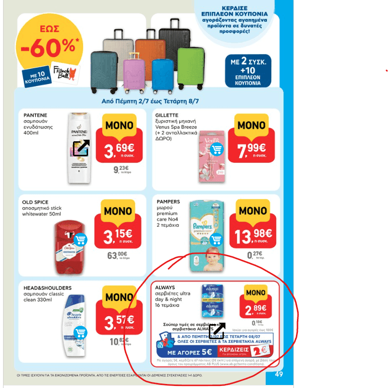 Με αγορές 25€ σε Always, κερδίζεις πόντους AB αξίας 10€ & επιστροφή 10€ από P&G