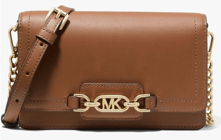  Michael Kors Heather Δερμάτινη Γυναικεία Τσάντα Χιαστί Καφέ 104.23€