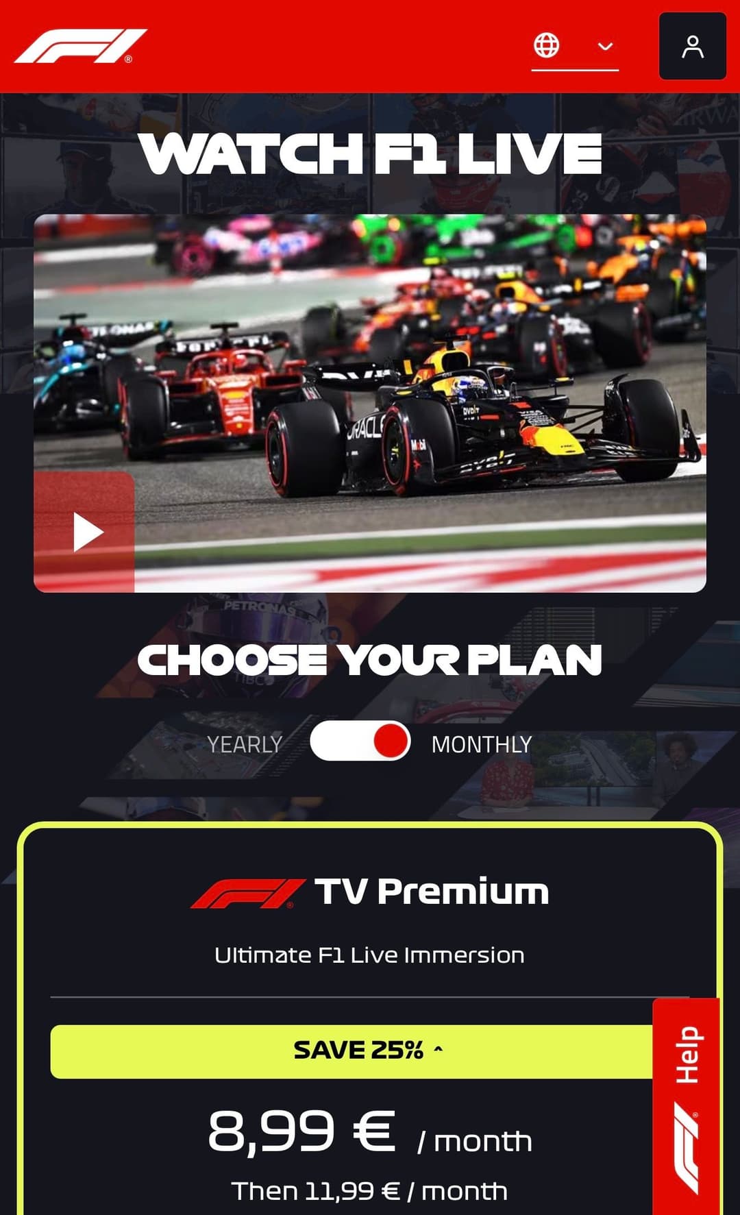 F1 TV Premium: 25% στη μηνιαία Premium συνδρομή (μόνο για 1μήνα)
