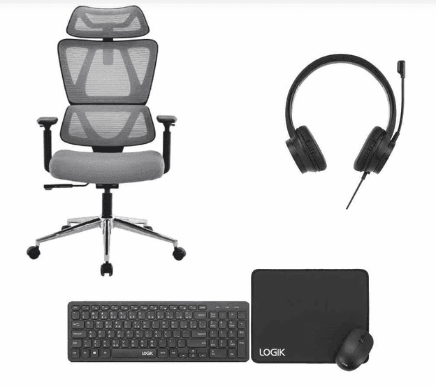 Σετ SERGOCH25K Grey & LWLCSBK24K 3 in 1 Mousepad Black & Logik Ακουστικά Headset PC USB