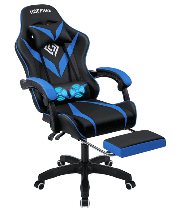 Gaming καρέκλα HOFFREE /μασάζ/footrest/κόκκινη ή μπλε 70.82€