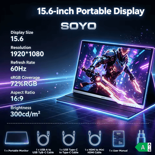 Φορητό μόνιτορ Soyo 15.6-Inch 60Hz 62.19€
