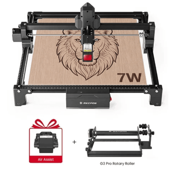 7W Laser Engraver Mecpow X3S + δώρο (Air Assist & G3 Pro Rotary Roller)