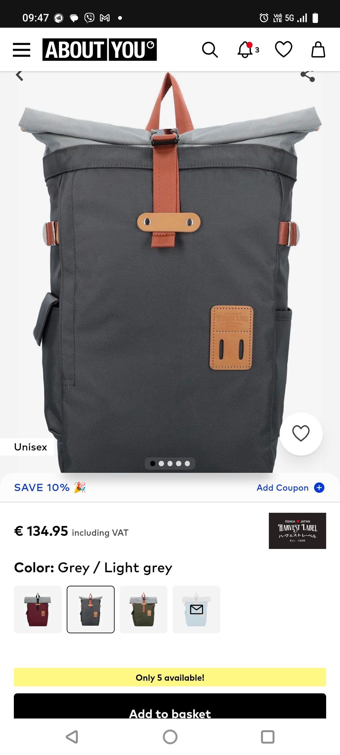 Harvest Label rolltop backpack 13"