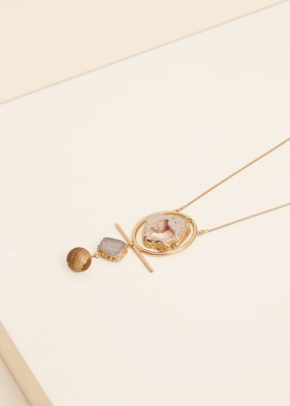 Κολιέ μακρύ με αλυσίδα και με πέτρα 9,99€ @ Violeta by Mango
