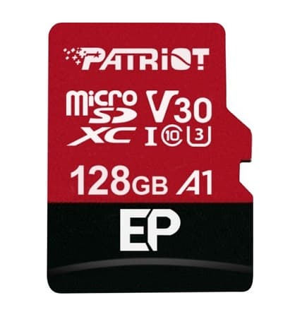 Patriot PEF128GEP31MCX EP Series 128GB Micro SDXC V30 A1 Class 10 with SD adapter
