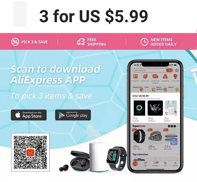 3 προϊόντα με 5,84 μέσω της εφαρμογής στο Aliexpress