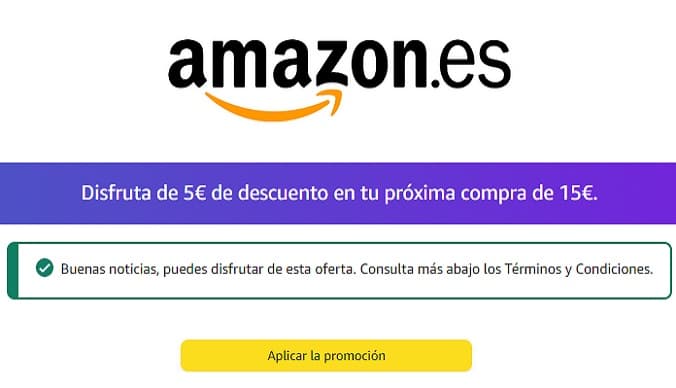 Έκπτωση -5€ σε αγορές από 15€ από το Amazon Ισπανίας (επιλεγμένοι λογαρισμοί)