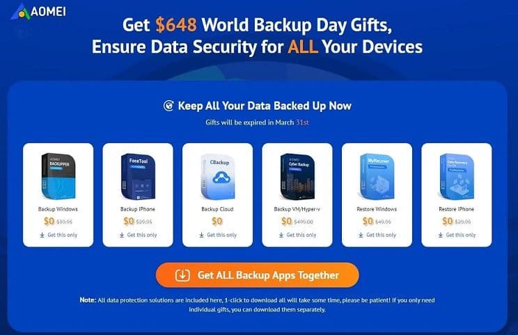 AOMEI Giveaway World Backup Day (Προγράμματα για Backup)