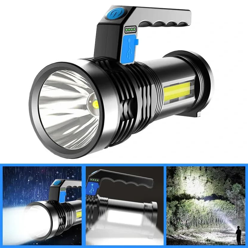 2 Φακοί προβολείς με διπλό COB LED και ενσωματωμένη επαναφορτιζόμενη μπαταρία