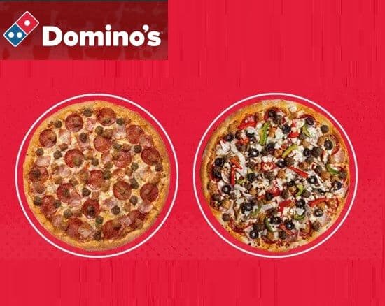 40% έκπτωση από 2 πίτσες Domino's και πάνω μέσω του app