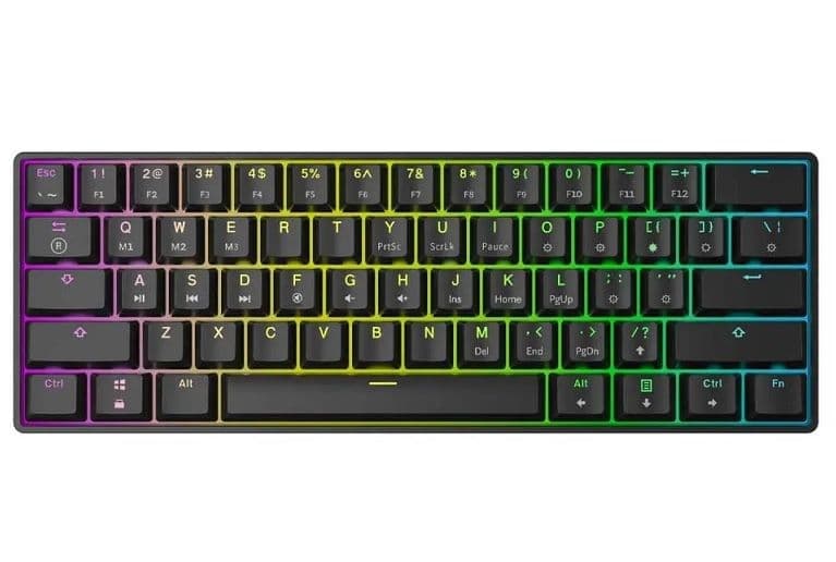 Πληκτρολόγιο HK Gaming GK61 RGB Gateron Brown Switch (US) Black στα 39,90€