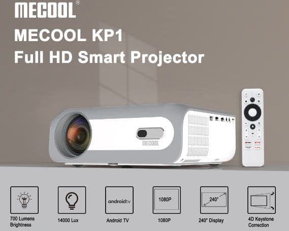 MECOOL KP1 Προβολέας 1080P με ενσωματωμένο TV Stick Android 11.0 OS 1+8GB, Οθόνη 5"LCD, στα 169,65€, Banggood
