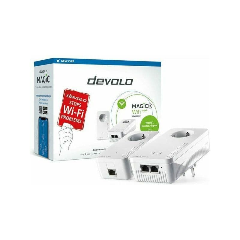 Devolo Magic 2 WiFi Next Powerline Διπλού Kit για Ασύρματη Σύνδεση Wi‑Fi 6 με Passthrough Πρίζα και 2 Θύρες Gigabit Ethernet