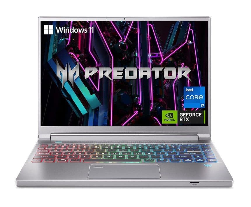 Acer Predator Triton 14 Laptop (14" 1920 x 1200 IPS 165Hz G-SYNC, i7-13700H, 16GB LPDDR5, 512GB, RTX 4050 6GB) 894€ - Amazon US