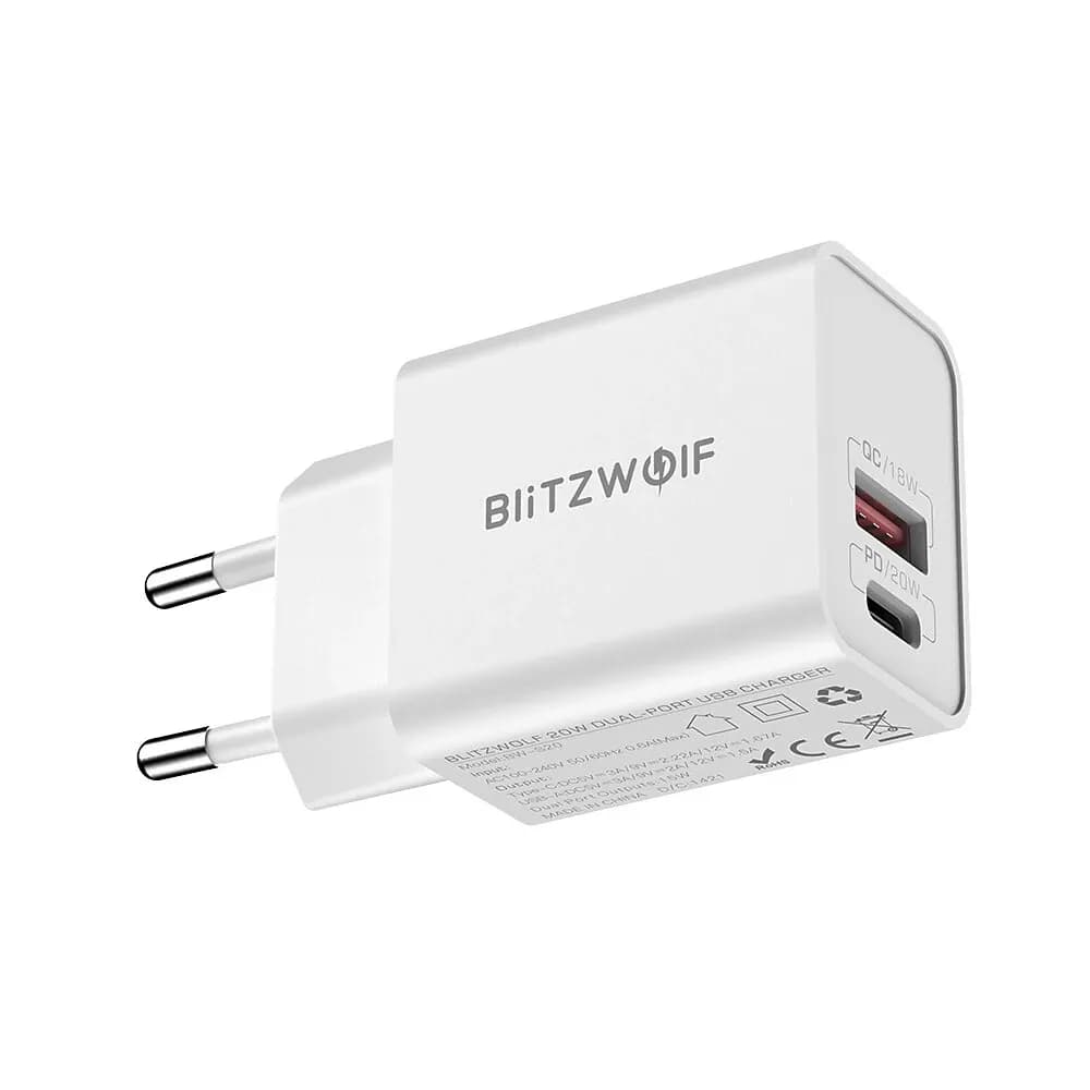 Φορτιστής BlitzWolf BW-S20 20W (Type-C & Τype-A, PD 3.0, QC 3.0)