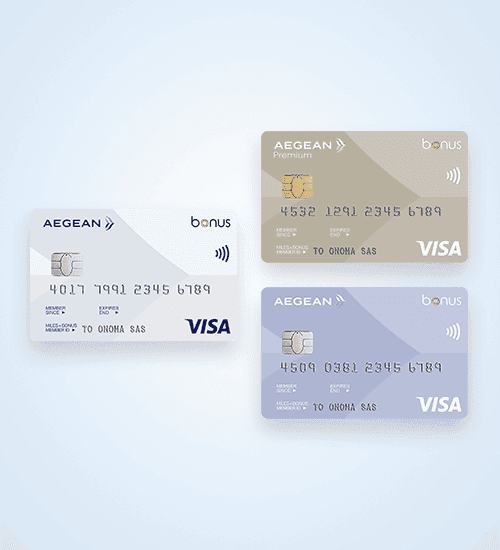 Με απόκτηση χρεωστικής ή πιστωτικής Aegean Bonus Visa κερδίστε x2 μίλια εξαργύρωσης Miles+Bonus