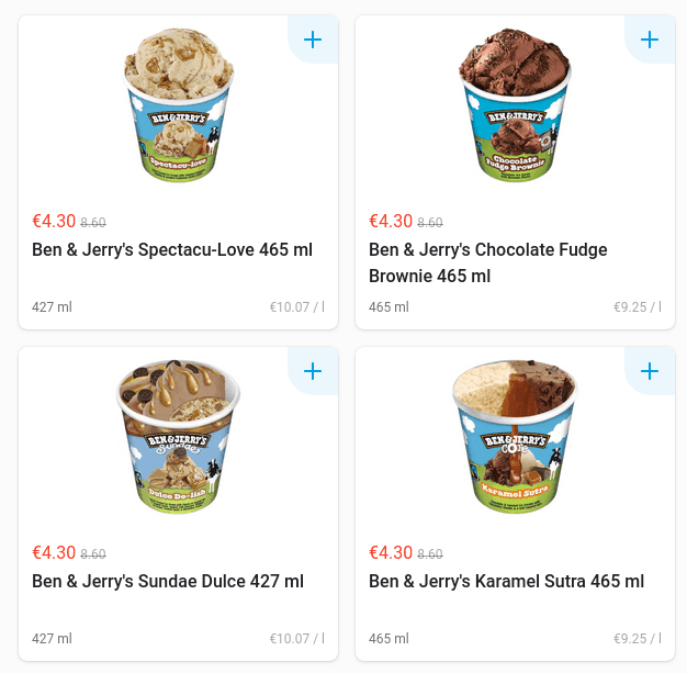 -50% παγωτά Ben & Jerry στο Wolt Market